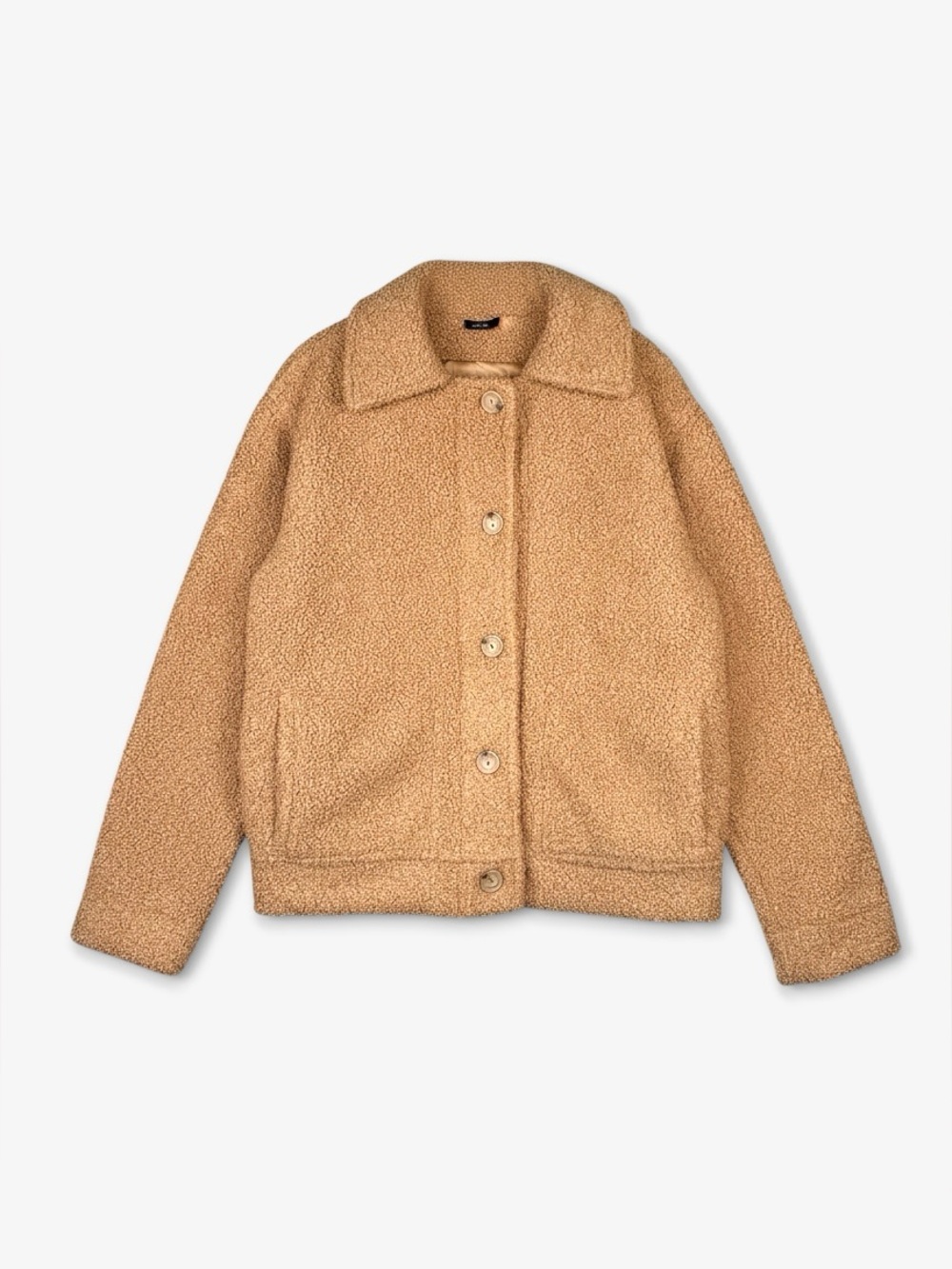AMAZON AWARE Recycled Polyester Sherpa Jacket S Camel Brown Casual‎ Fall Winter